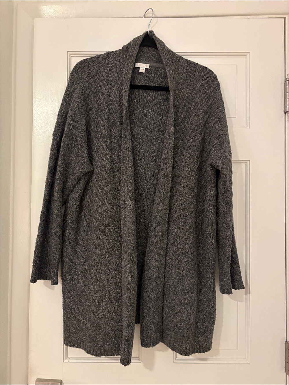 J. Jill Open-Front Shawl Collar Cardigan - Gray